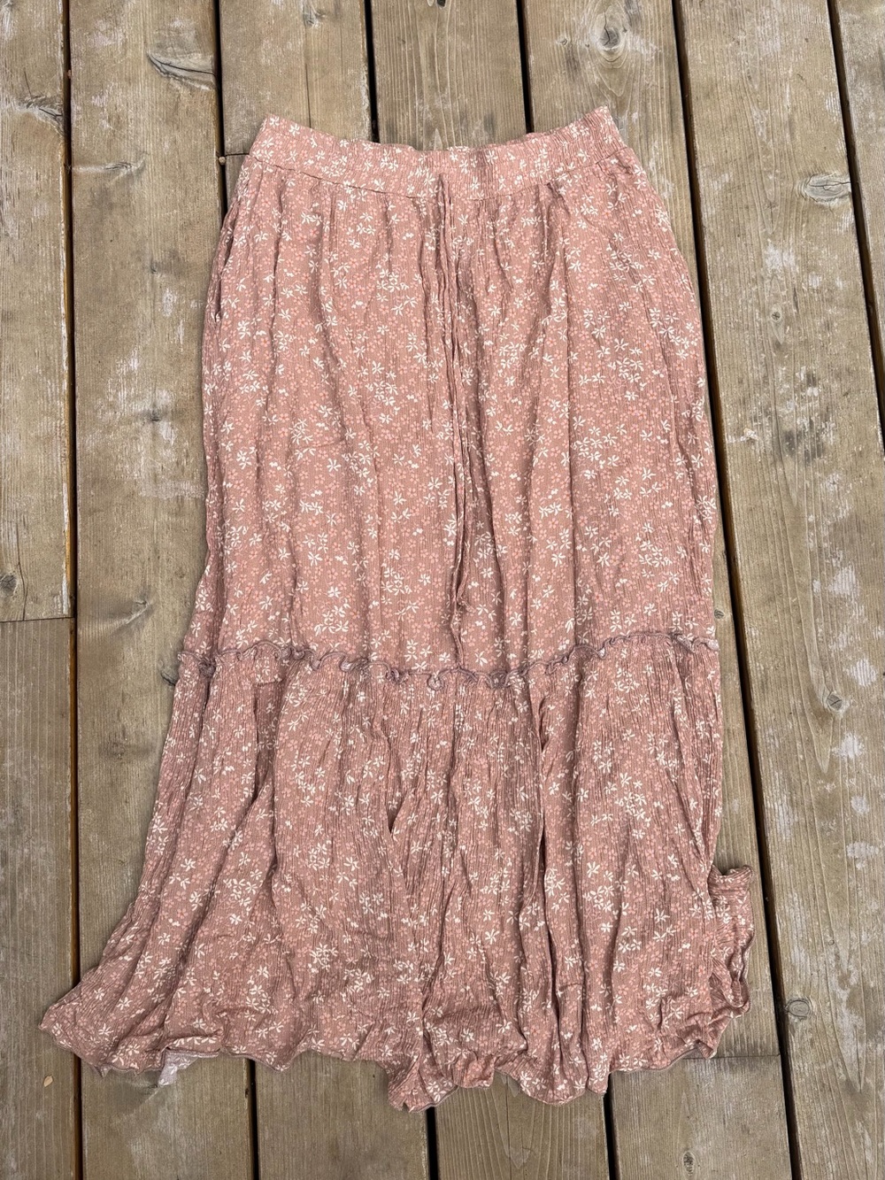 Bohme Floral Romantic Midi Skirt - Dusty Rose Euro Summer Coquette Cottagecore